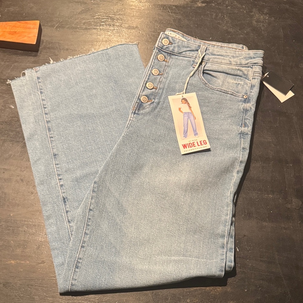 Celebrity Pink Light Blue Wide Leg Jeans Size 17/33